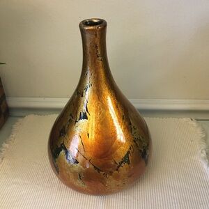 Teardrop Decorative Ceramic Vase with applied black and copper lacquer finish